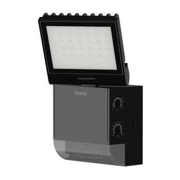 ARDEBO.de Theben theLeda S8-100 BK LED-Leuchte Wandmontage, 8 Watt, schwarz, 1 LED-Panel, drehbar / schwenkbar, Bewegungsmelder (1020801)