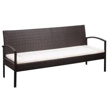 ARDEBO.de - 3-Sitzer-Gartensofa mit Auflagen Braun Poly Rattan