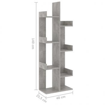 Bücherregal Betongrau 48x25,5x140 cm Holzwerkstoff