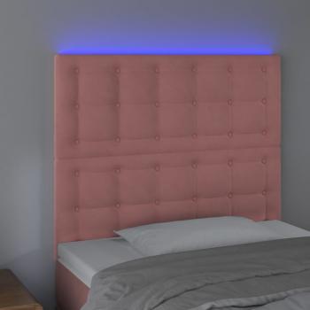 LED Kopfteil Rosa 100x5x118/128 cm Samt