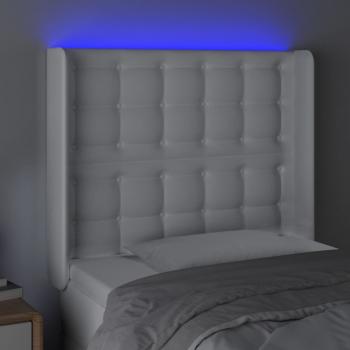 LED Kopfteil Weiß 103x16x118/128 cm Kunstleder