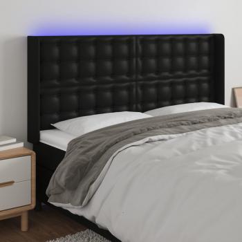 ARDEBO.de - LED Kopfteil Schwarz 183x16x118/128 cm Kunstleder