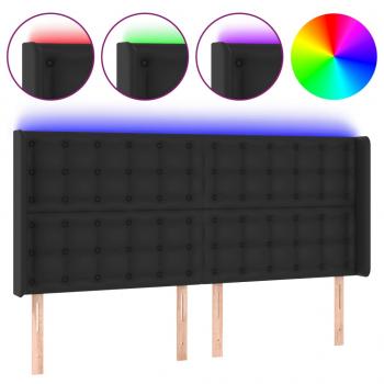 LED Kopfteil Schwarz 183x16x118/128 cm Kunstleder