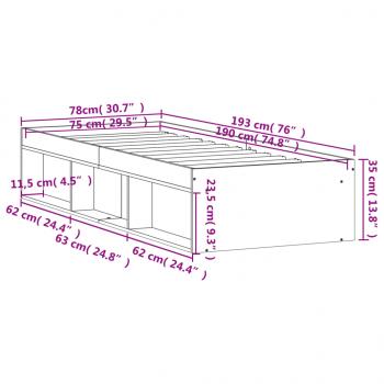 Bettgestell Betongrau 75x190 cm