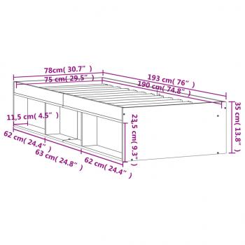 Bettgestell Schwarz 75x190 cm