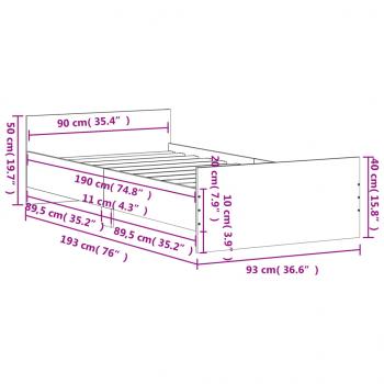 Bettgestell Sonoma-Eiche 90x190 cm Holzwerkstoff