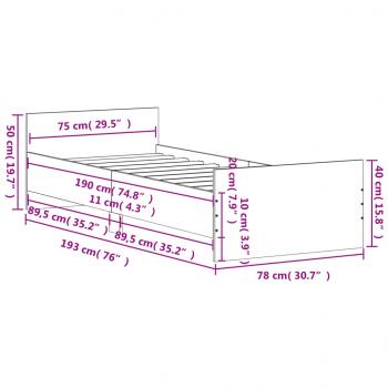 Bettgestell Sonoma-Eiche 75x190 cm Holzwerkstoff