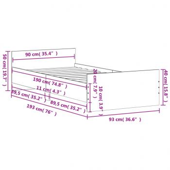 Bettgestell Schwarz 90x190 cm Holzwerkstoff