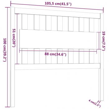 Bett-Kopfteil Schwarz 105,5x4x100 cm Massivholz Kiefer