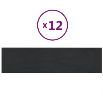 Wandpaneele 12 Stk. Schwarz 60x15 cm Samt 1,08 m²