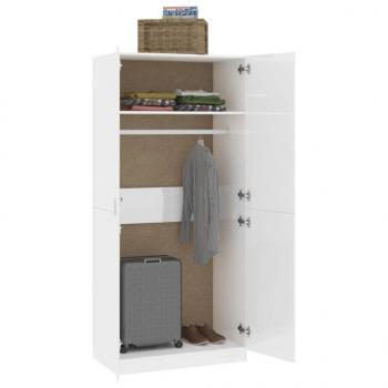 Kleiderschrank Hochglanz-Weiß 90x52x200 cm Holzwerkstoff