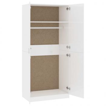 Kleiderschrank Hochglanz-Weiß 90x52x200 cm Holzwerkstoff