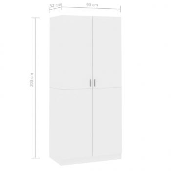 Kleiderschrank Hochglanz-Weiß 90x52x200 cm Holzwerkstoff