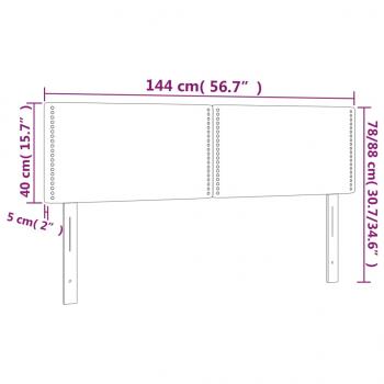 LED Kopfteil Hellgrau 144x5x78/88 cm Stoff