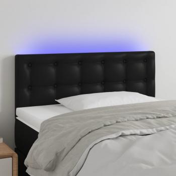 ARDEBO.de - LED Kopfteil Schwarz 100x5x78/88 cm Kunstleder