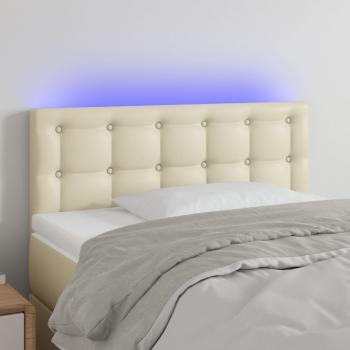 ARDEBO.de - LED Kopfteil Creme 100x5x78/88 cm Kunstleder