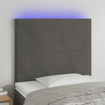 ARDEBO.de - LED Kopfteil Dunkelgrau 80x5x118/128 cm Samt