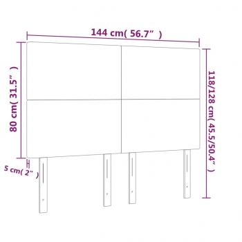 LED Kopfteil Hellgrau 144x5x118/128 cm Samt