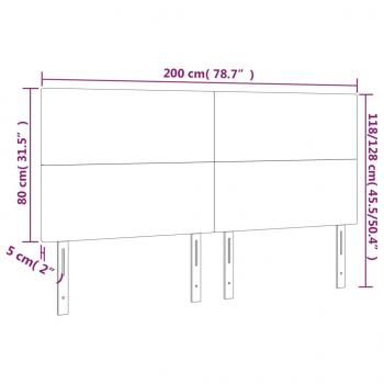 LED Kopfteil Hellgrau 200x5x118/128 cm Samt