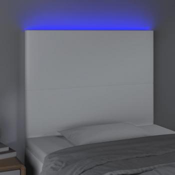 LED Kopfteil Weiß 90x5x118/128 cm Kunstleder