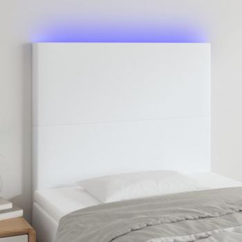 ARDEBO.de - LED Kopfteil Weiß 100x5x118/128 cm Kunstleder