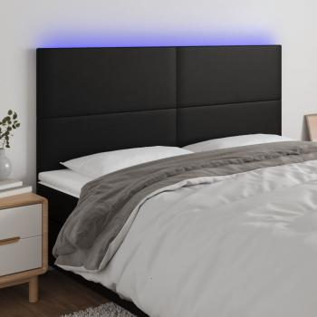 ARDEBO.de - LED Kopfteil Schwarz 160x5x118/128 cm Kunstleder