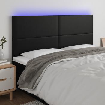 ARDEBO.de - LED Kopfteil Schwarz 180x5x118/128 cm Kunstleder