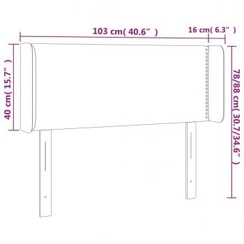 LED Kopfteil Grau 103x16x78/88 cm Kunstleder