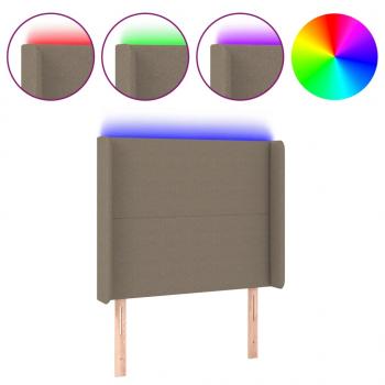 LED Kopfteil Taupe 93x16x118/128 cm Stoff