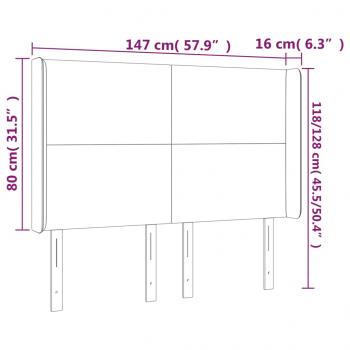 LED Kopfteil Schwarz 147x16x118/128 cm Stoff