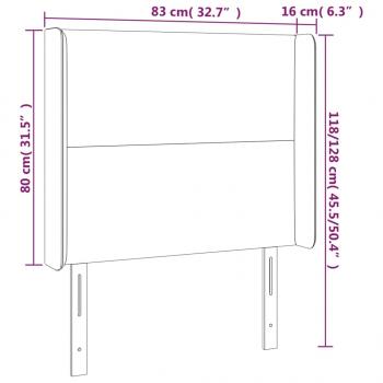 LED Kopfteil Schwarz 83x16x118/128 cm Kunstleder