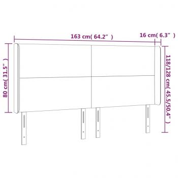 LED Kopfteil Schwarz 163x16x118/128 cm Kunstleder