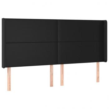 LED Kopfteil Schwarz 183x16x118/128 cm Kunstleder