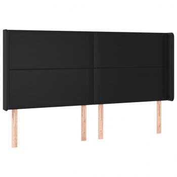 LED Kopfteil Schwarz 203x16x118/128 cm Kunstleder