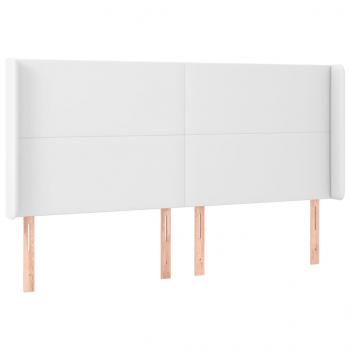 LED Kopfteil Weiß 203x16x118/128 cm Kunstleder