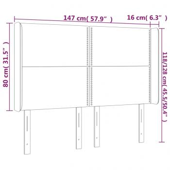 LED Kopfteil Hellgrau 147x16x118/128 cm Stoff