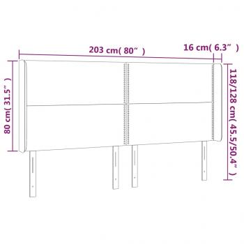 LED Kopfteil Dunkelgrau 203x16x118/128 cm Stoff