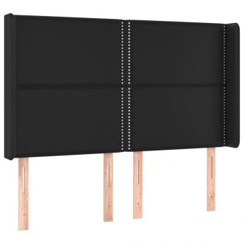 LED Kopfteil Schwarz 147x16x118/128 cm Kunstleder