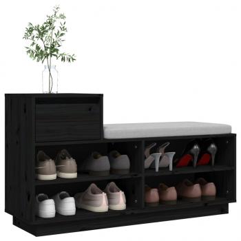 Schuhregal Schwarz 110x34x61 cm Massivholz Kiefer