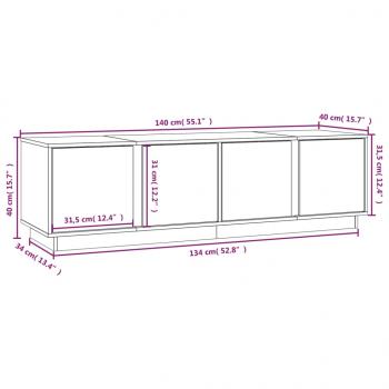 TV-Schrank Weiß 140x40x40 cm Massivholz Kiefer