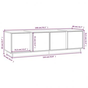 TV-Schrank Grau 140x40x40 cm Massivholz Kiefer