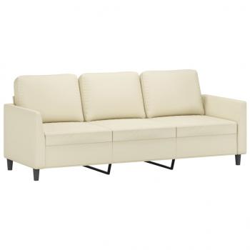 3-Sitzer-Sofa mit Hocker Creme 180 cm Kunstleder