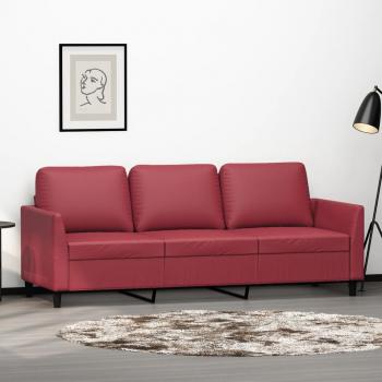 ARDEBO.de - 3-Sitzer-Sofa Weinrot 180 cm Kunstleder