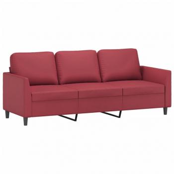 3-Sitzer-Sofa Weinrot 180 cm Kunstleder