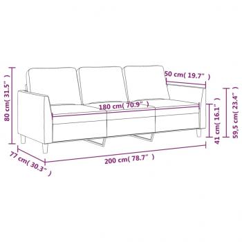 3-Sitzer-Sofa Weinrot 180 cm Kunstleder