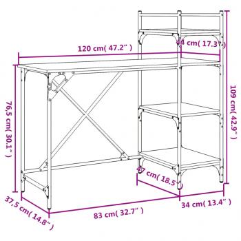 Computertisch mit Regal Sonoma-Eiche 120x47x109 cm