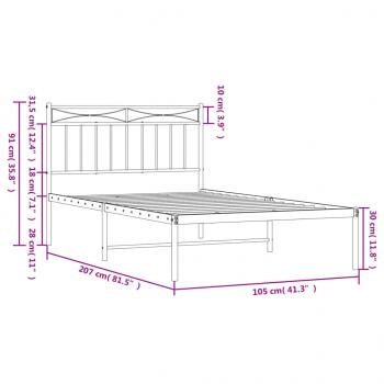 Bettgestell mit Kopfteil Metall Schwarz 100x200 cm