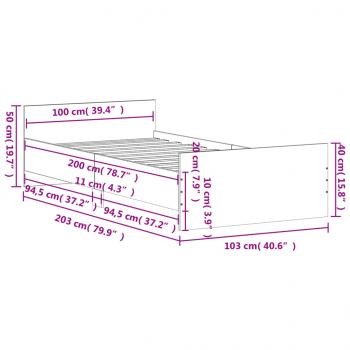 Bettgestell Weiß 100x200 cm Holzwerkstoff