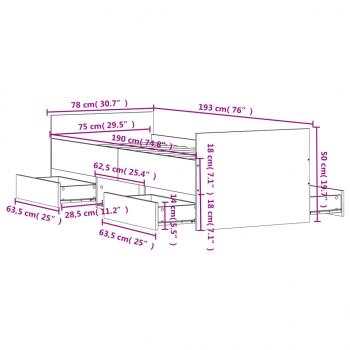 Bettgestell mit Kopf- und Fußteil Braun Eichen-Optik 75x190 cm