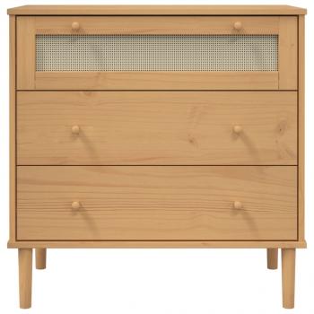 Schubladenkommode SENJA Rattan-Look Braun 80x40x80 Kiefernholz